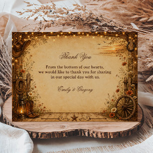 Vintage Western Rustic Thank You Card