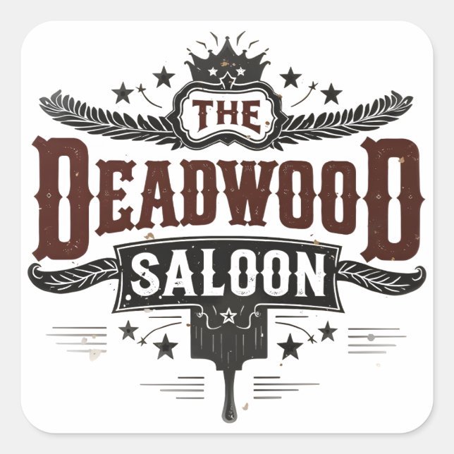 Vintage Western Saloon Square Sticker (Front)