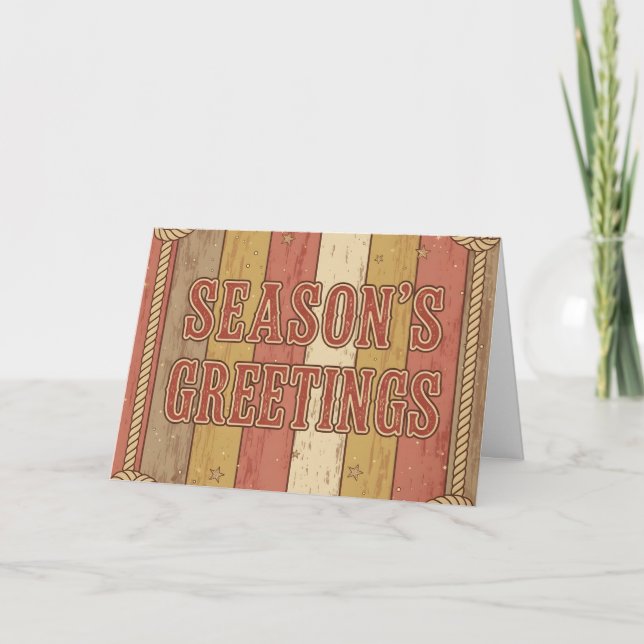 Vintage Western Season’s Greetings Christmas Holiday Card (Front)