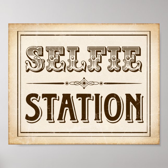 Vintage Western SELFIE STATION Sign Print (Front)