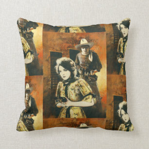 Vintage Western Square Throw Cushion. Cushion