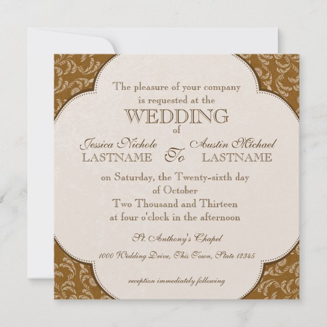 Vintage Western Style Wedding Invitation (Front)