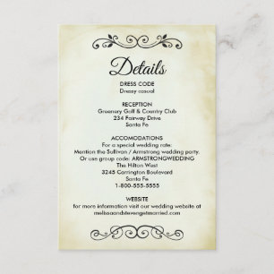 Vintage Western Theme Wedding Details Enclosure Invitation