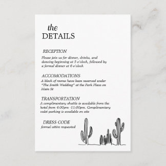vintage western wedding details card