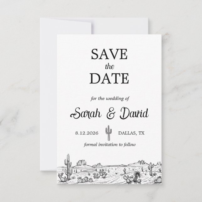 Vintage Western Wedding Save the Date card (Front)