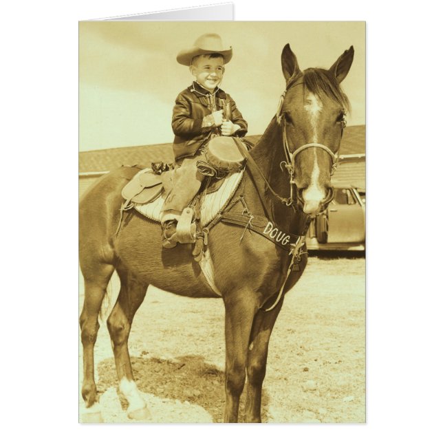 Vintage Western Young Cowboy On Horse (Front)