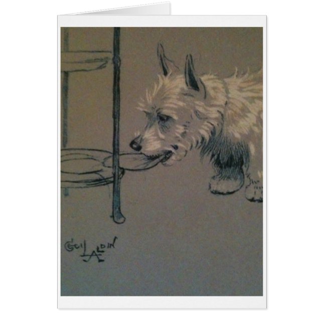 Vintage - Westie Sneaking a Snack, (Front)