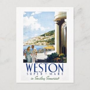 Vintage Weston-super-Mare Travel Poster Postcard