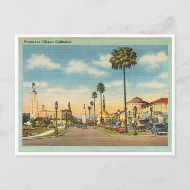 Vintage Westwood Village Los Angeles California Postcard (Front)