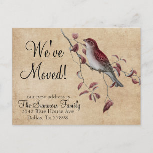 Vintage We've Moved Address Announcement  Bird