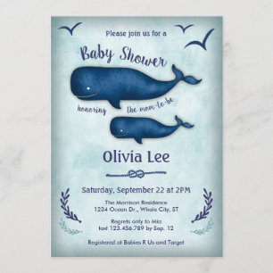 Vintage Whale Baby Shower Invitation