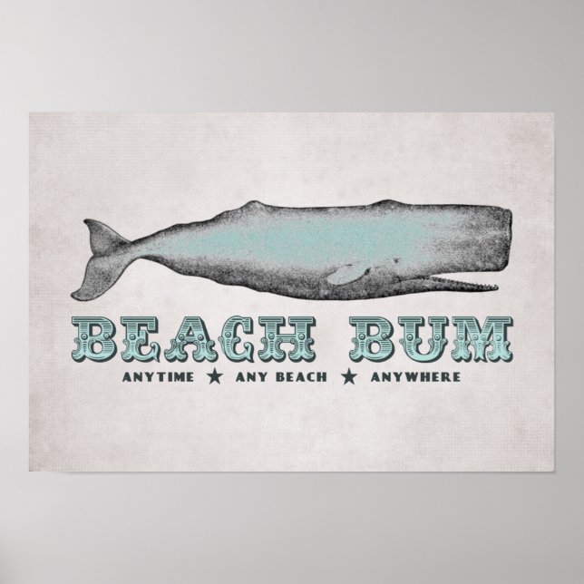 Vintage Whale Beach Bum Poster (Front)