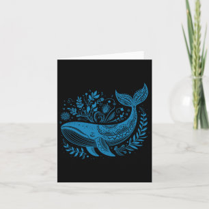 Vintage Whale Floral 90s Marine Biology Animal Sci Card