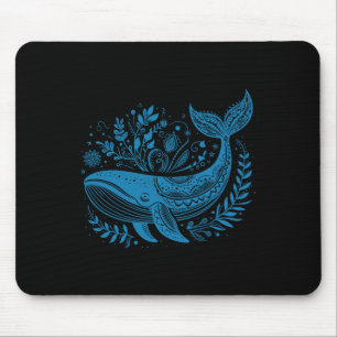 Vintage Whale Floral 90s Marine Biology Animal Sci Mouse Mat