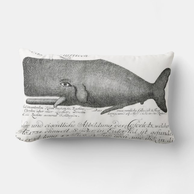 Vintage Whale Illustration, Nautical Throw Pillow (Front)