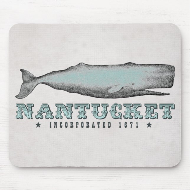 Vintage Whale Nantucket MA Inc 1671 Mousepad (Front)