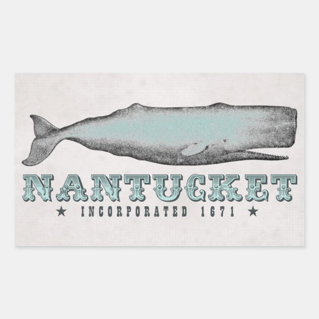 Vintage Whale Nantucket MA Inc 1671 Stickers (Front)