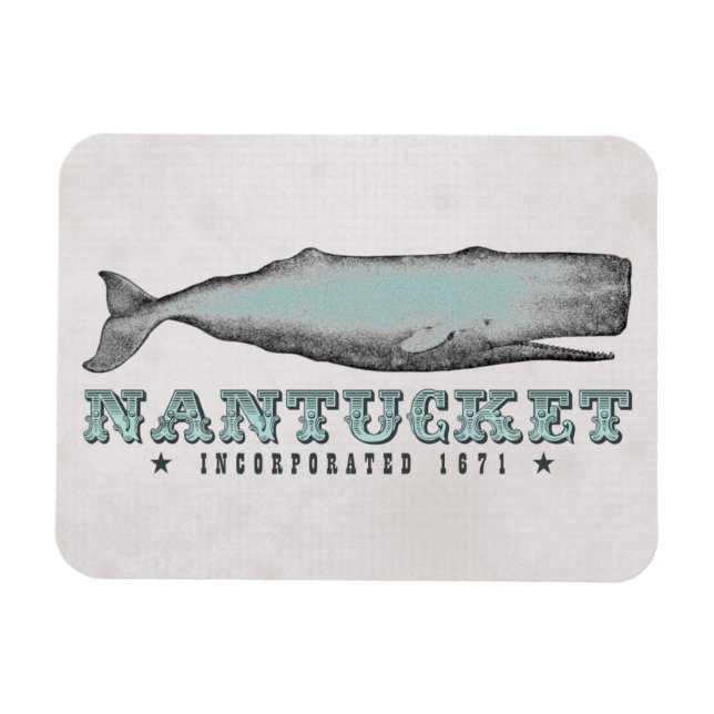 Vintage Whale Nantucket Massachusetts Inc 1671 MA Magnet (Horizontal)