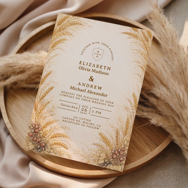 Vintage Wheat Field Rustic Wedding Invitation (Creator Uploaded)