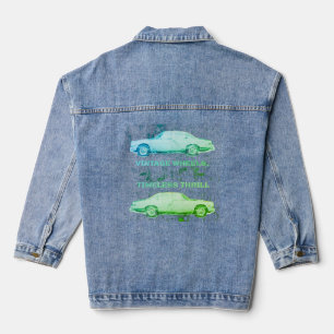 Vintage Wheel, Timeless Thrill – Retro Car & Motor Denim Jacket