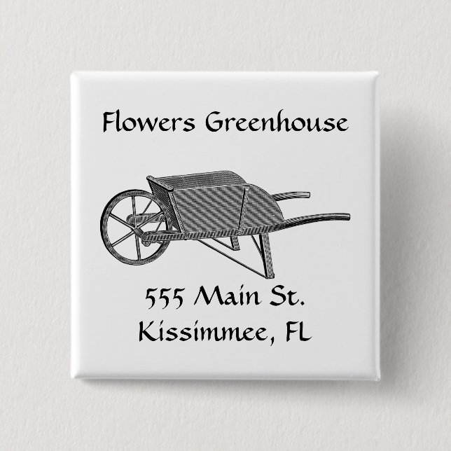 Vintage Wheelbarrow 15 Cm Square Badge (Front)