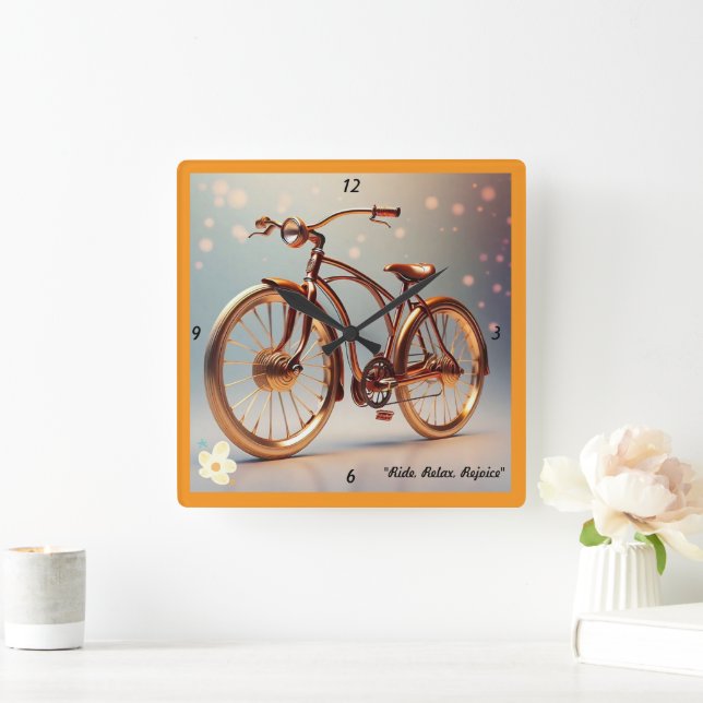 "Vintage Wheels" Square Wall Clock (Home)