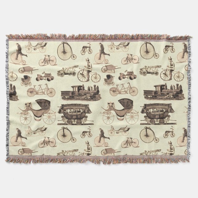 Vintage Wheels Throw Blanket (Front)