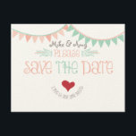 Vintage Whimsical Bunting Save the date<br><div class="desc">Vintage Whimsical Bunting Save the date. Delightful vintage design with vintage pink and seafoam Green  bunting,  love birds and love heart with phrase 'love is all you need'. Perfect design for couples who want something a little different. matching items available.   


com</div>