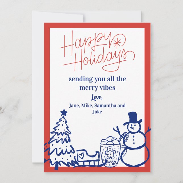  Vintage Whimsical Christmas Card (Front)