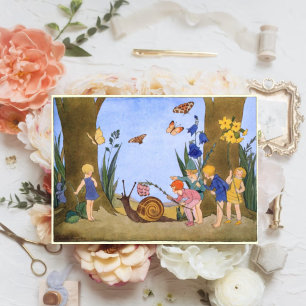 Vintage Whimsical Forest Children Thank You Card