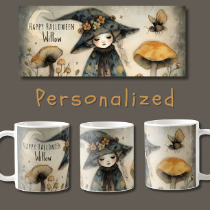 Vintage Whimsical Halloween Witch, Personalized  Coffee Mug