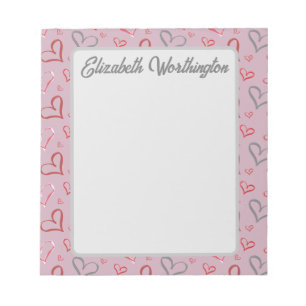 Vintage Whimsical Multicolored Hearts Drawing Notepad