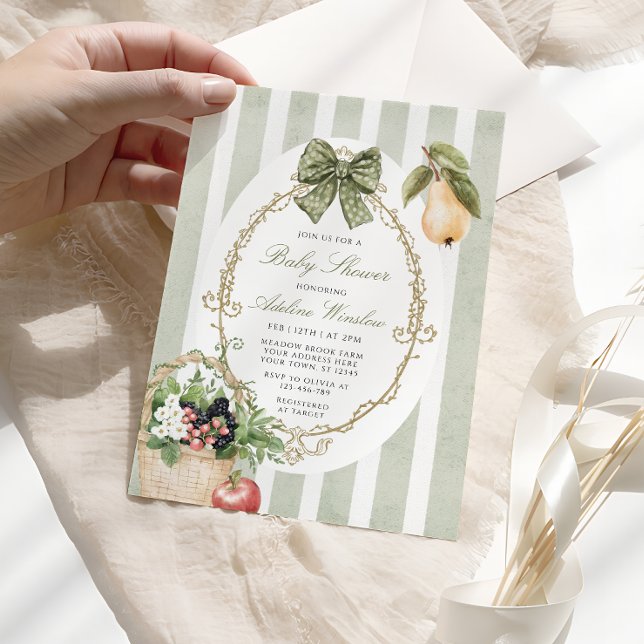 Vintage Whimsical Sage Baby Shower Invitation (Creator Uploaded)