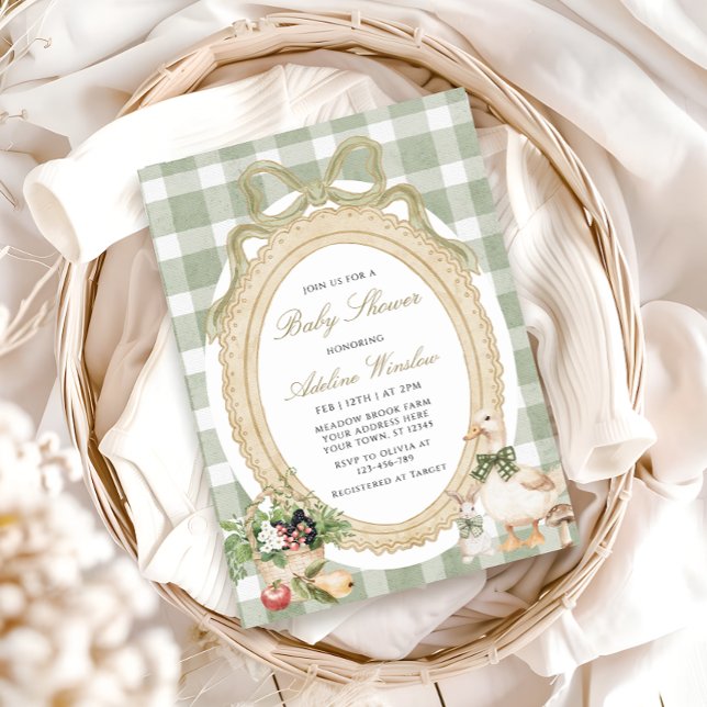 Vintage Whimsical Sage Baby Shower Invitation (Creator Uploaded)