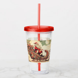 vintage/whimsical/santa/Christmas Acrylic Tumbler