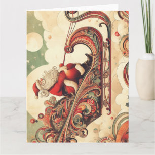 vintage/whimsical/santa/Christmas Card