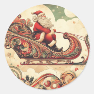 vintage/whimsical/santa/Christmas Classic Round Sticker