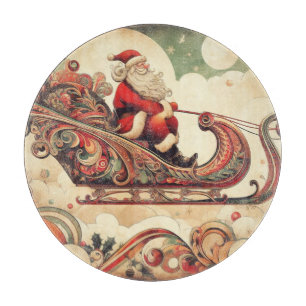 vintage/whimsical/santa/Christmas Cutting Board