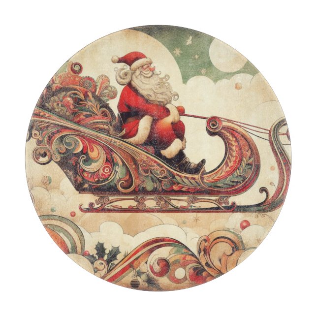 vintage/whimsical/santa/Christmas Cutting Board (Front)