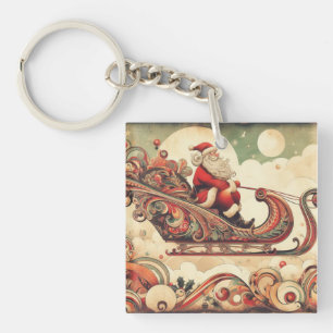 vintage/whimsical/santa/Christmas Key Ring