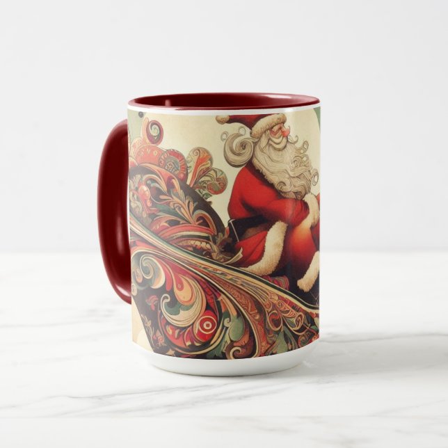 vintage/whimsical/santa/Christmas Mug (Front Left)