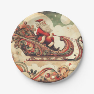 vintage/whimsical/santa/Christmas Paper Plate