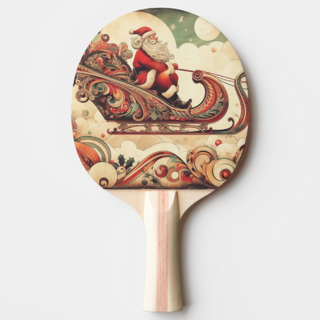 vintage/whimsical/santa/Christmas Ping Pong Paddle (Front)