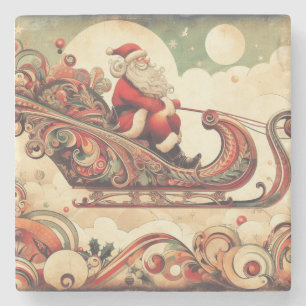 vintage/whimsical/santa/Christmas Stone Coaster