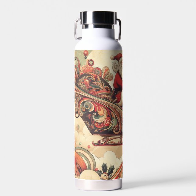 vintage/whimsical/santa/Christmas Water Bottle (Front)