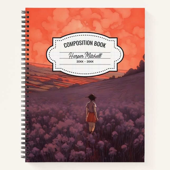 Vintage Whimsical Scenery Composition Notebook (Front)