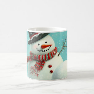 Vintage Whimsical Winter Snowman Joy Coffee Mug