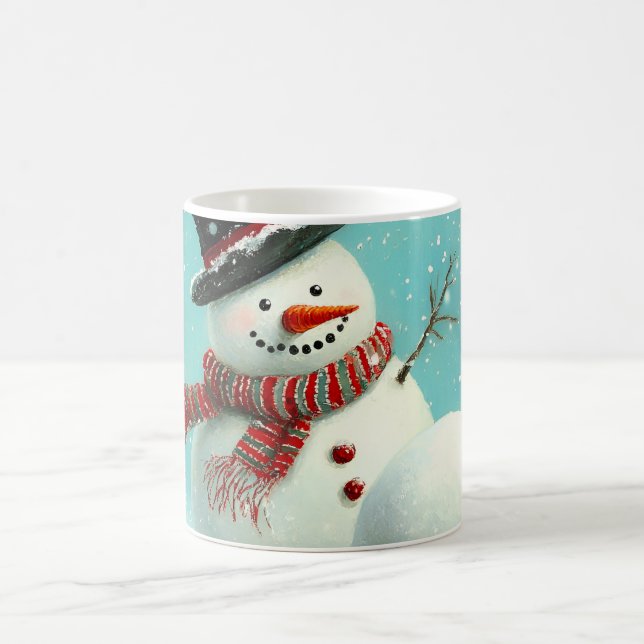 Vintage Whimsical Winter Snowman Joy Coffee Mug (Center)