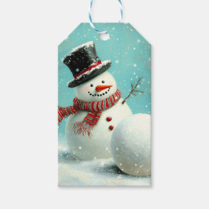 Vintage Whimsical Winter Snowman Joy Gift Tags