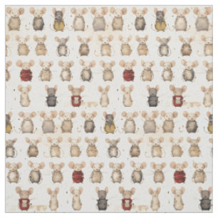 Vintage Whimsy: Beige Rabbit Cartoon Kids Fabric